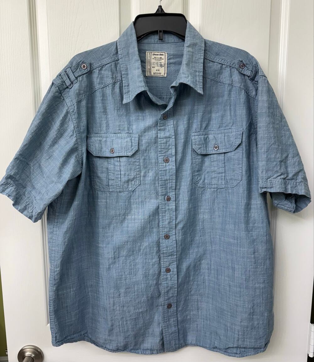 Colours by Alexander Julian Short Sleeves Blue button down collared shirt 2XL